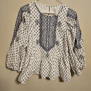 Anthropologie Blue and White Blouse
